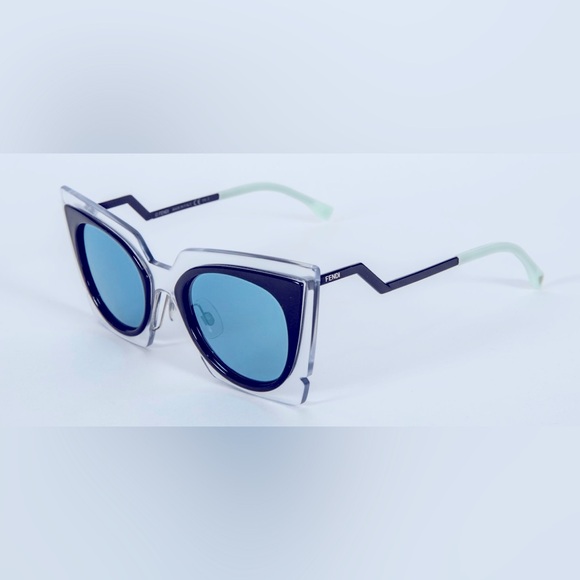 FENDI Stylish Blue Cat-Eye Sunglasses. ORCHIDEA FF 0117/S IBZ/3J; Made in Italy - Picture 1 of 14